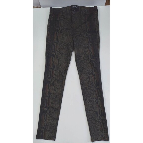 Snake Skin Pattern Slim Fit Pants Trousers Skinny Green & Black Women's Size 4 - Picture 2 of 5